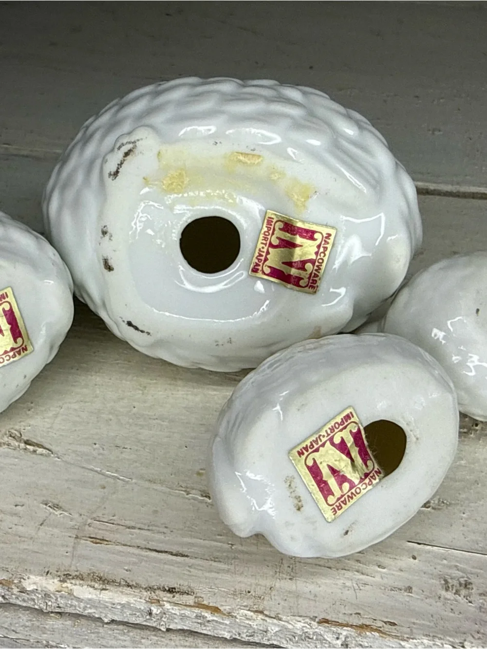 VTG Set of 4 Napcoware White Quail Figurines C9323 Import Japan Ceramic Birds